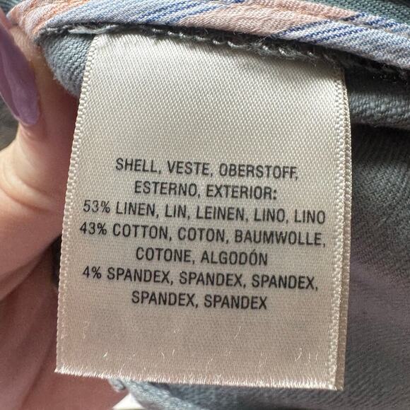 Anthropologie ett twa Nias Cuffed Pants Linen High Rise Tapered Crop Blue Size 8 - Picture 10 of 12